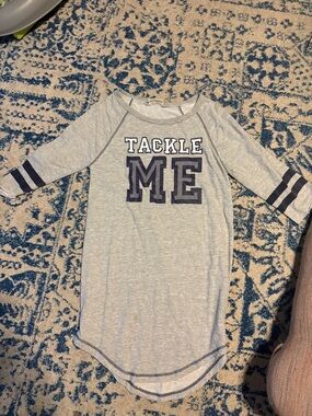 Bobbie Brooks Gray and Navy 'Tackle Me' Sleep Chemise